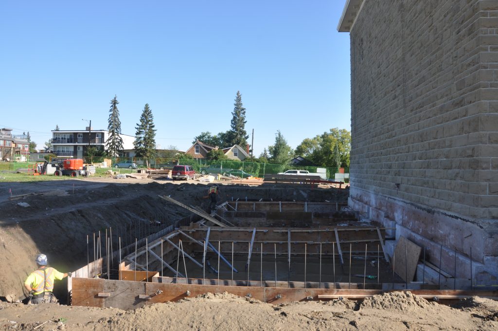 Our first step following demolition of the historic foundations came with new footings totalling 75 cubic meters of concrete in August.