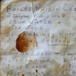 A photo of a stained handwritten recipe